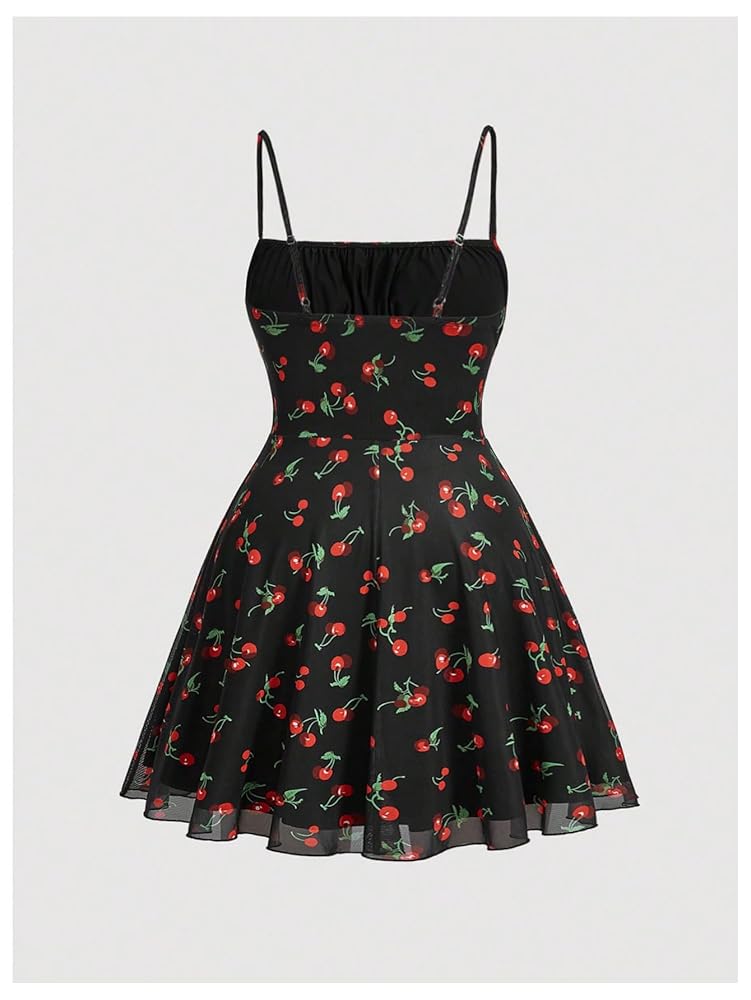 ワンピース hlt Cherry Pattern Layered Cami Dress Fubail / Cherry Pattern Layered Cami Dress